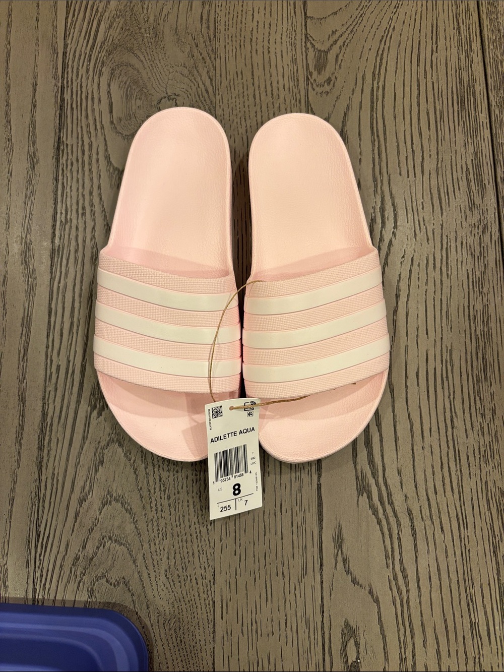 adidas Adilette Aqua Women's Slide Sandals - Pale Pink and White Size 8 NWT